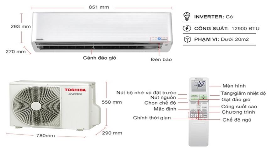 Máy lạnh Toshiba Inverter 1.5 HP RAS-H13N4KCVPG-V
